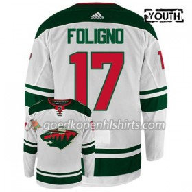 Minnesota Wild MARCUS FOLIGNO 17 Adidas Wit Authentic Shirt - Kinderen